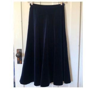 Laura Ashley Navy Velvet A-Line Swing Skirt Size 10